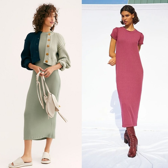 New Free People Simone Jenner Tee Dress Mustard S - Picture 7 of 12